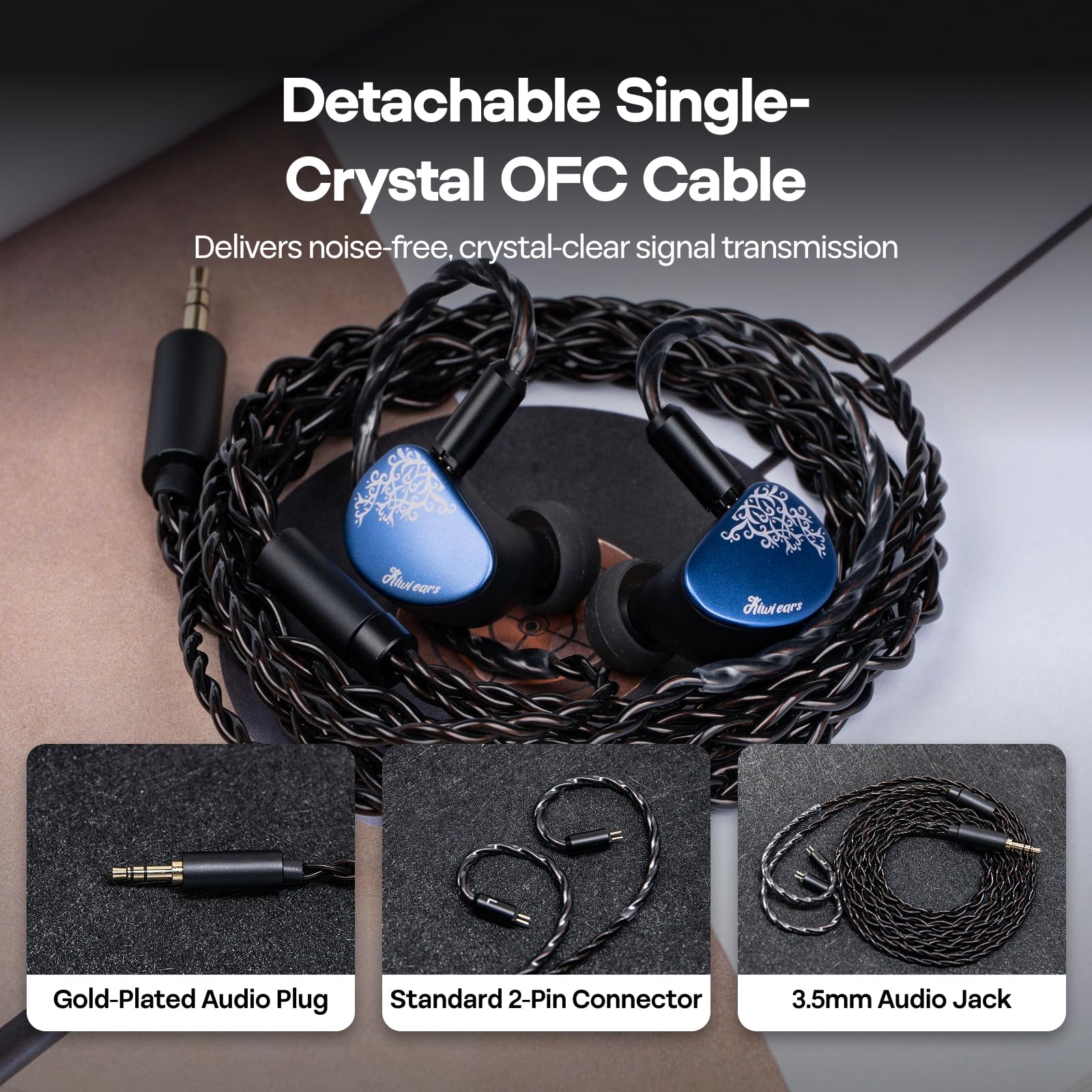 Linsoul Kiwi Ears Cadenza II 10 mm tytanowy przetwornik douszny, przewodowe słuchawki douszne HiFi z KARS 2.0, precyzyjna równowaga tonów, aluminiowa płytka czołowa CNC dla muzyków (Blue)