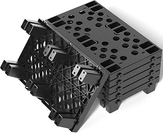 KJE 6 Pack Plastic Pallets, Lightweight Nestable Moisture-Proof Floor Pallets, Ventilated Grid Plastic pallets for Basement Storage and Warehouse Use (19.7" x 11.8" x 3.9")