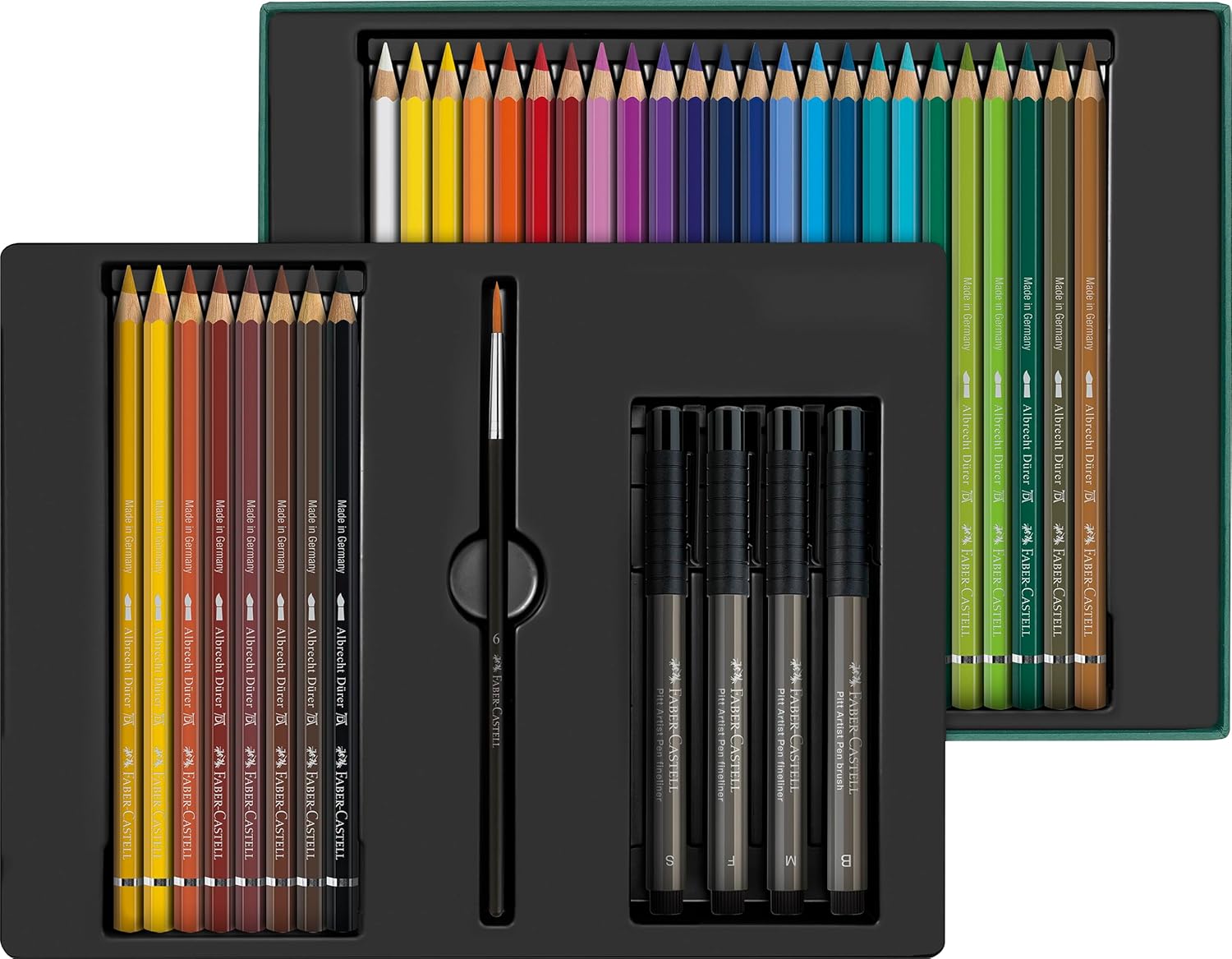 Faber-Castell Albrecht Dürer & Pitt Pen Gift Set, 37 Piece Set, Drawing, Colouring, Paint, Paint Brush, Sketch, Pencils, Pens, School & Office, Artist Supplies. Art Product, Paper Pad, Sketchbook
