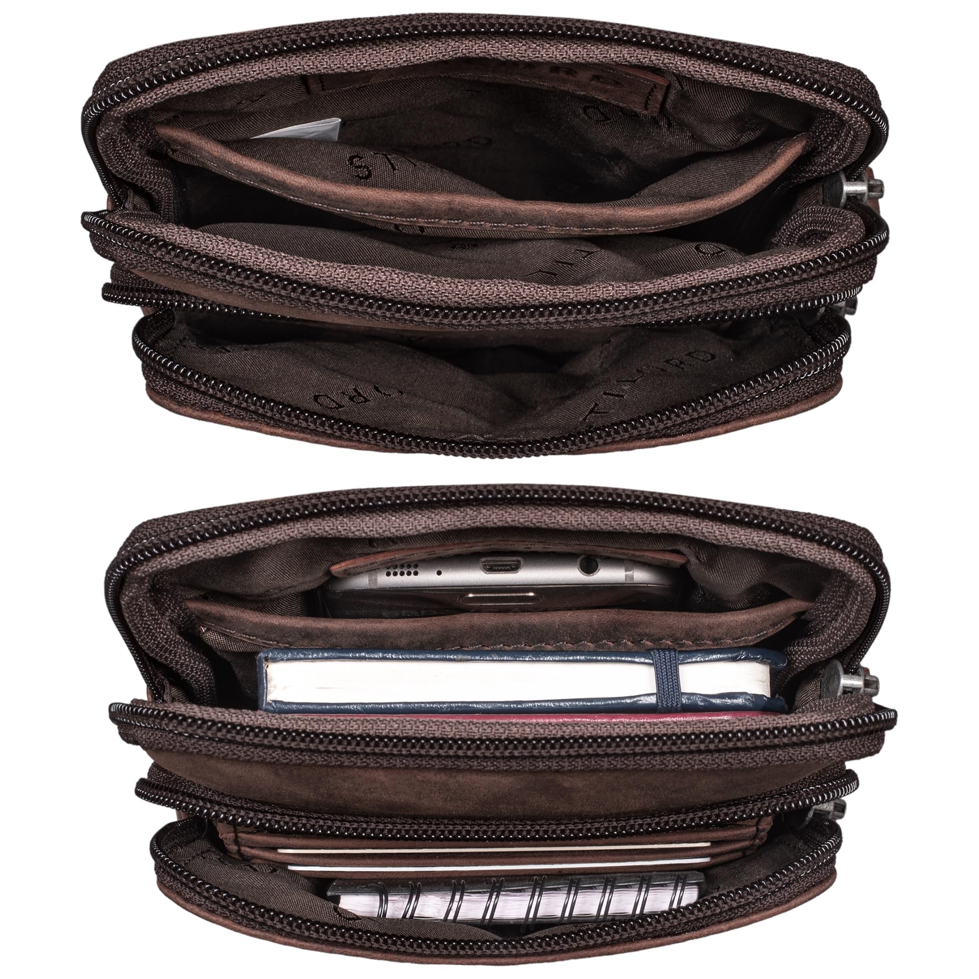 STILORD Elin Brustbeutel Leder groß Herren Damen Handy Umhängetasche echtes Vintage Leder zamora braun