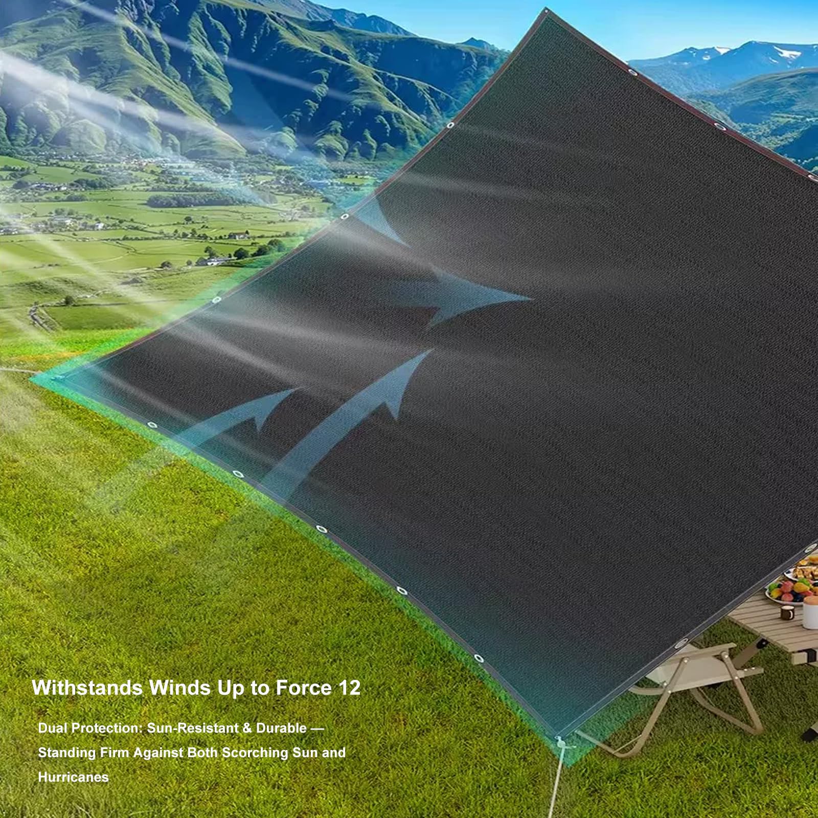 Malla Sombreadora con Ojales,Solar Sombra Paño del 97%,Malla de Protección Solar Transpirable,Shading Net de Privacidad,para Jardines Flores y Plantas,Color Negro (5x10m)