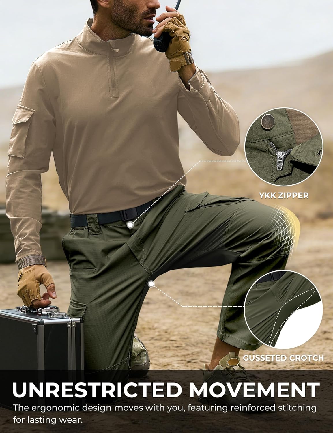 MOURCE Men's Tactical Pants Ripstop - Water-Resistant Lightweight Cargo Work Hiking Pants with 10 Pockets for Outdoor & EDC - Image 7