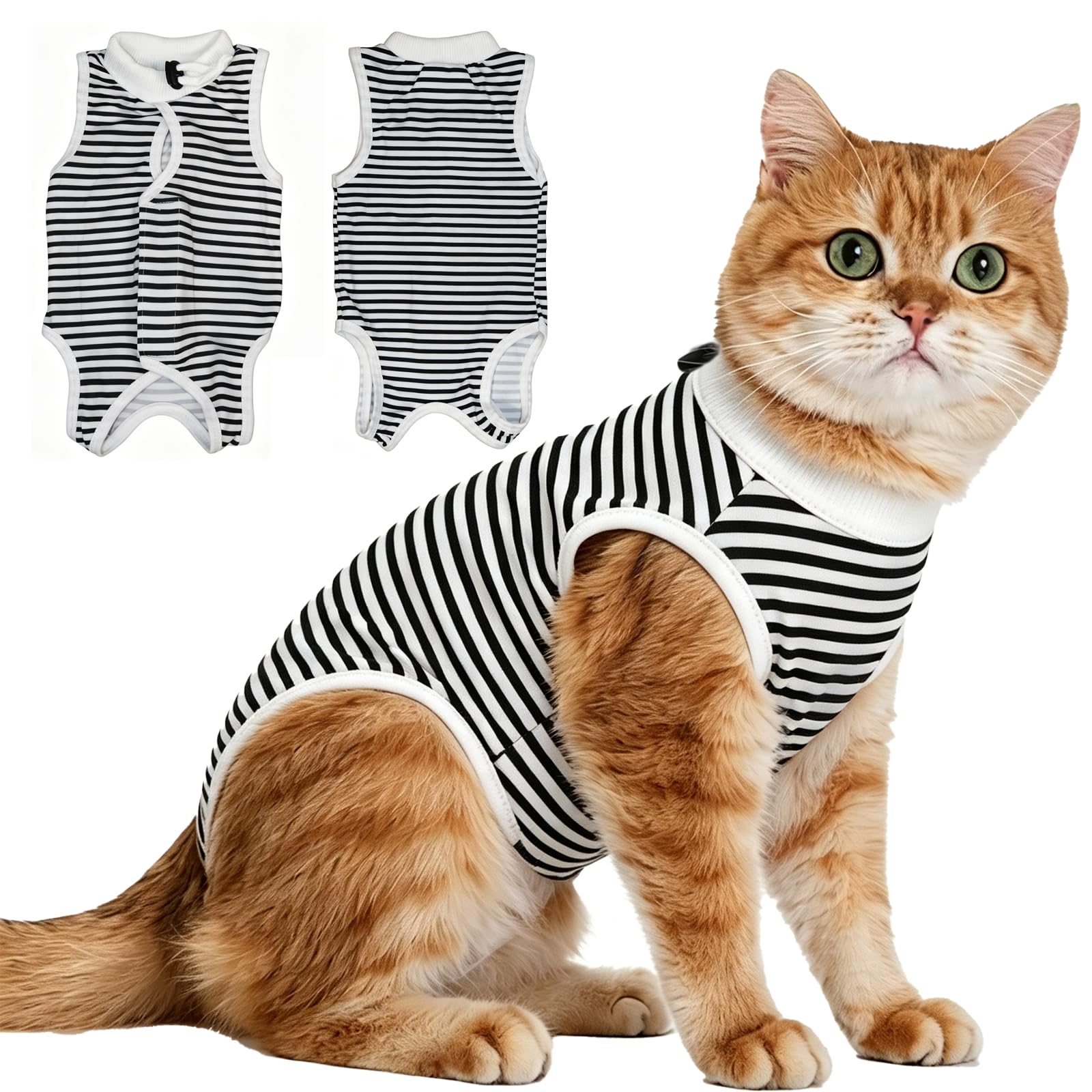 Cat Professional Recovery Suit with Cooling Fabric, Breathable & Cool Body Suits for Abdominal Wounds or Skin Diseases，E-Collar Alternative for Cats, Onesie Cat Clothes After Surgery