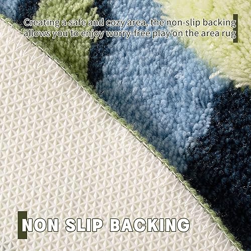 Miniatura 4 de YIHOUSE Alfombra redonda moderna de musgo verde hierba, alfombra estética para dormitorio, antideslizante, esponjosa, lavable, para habitación de