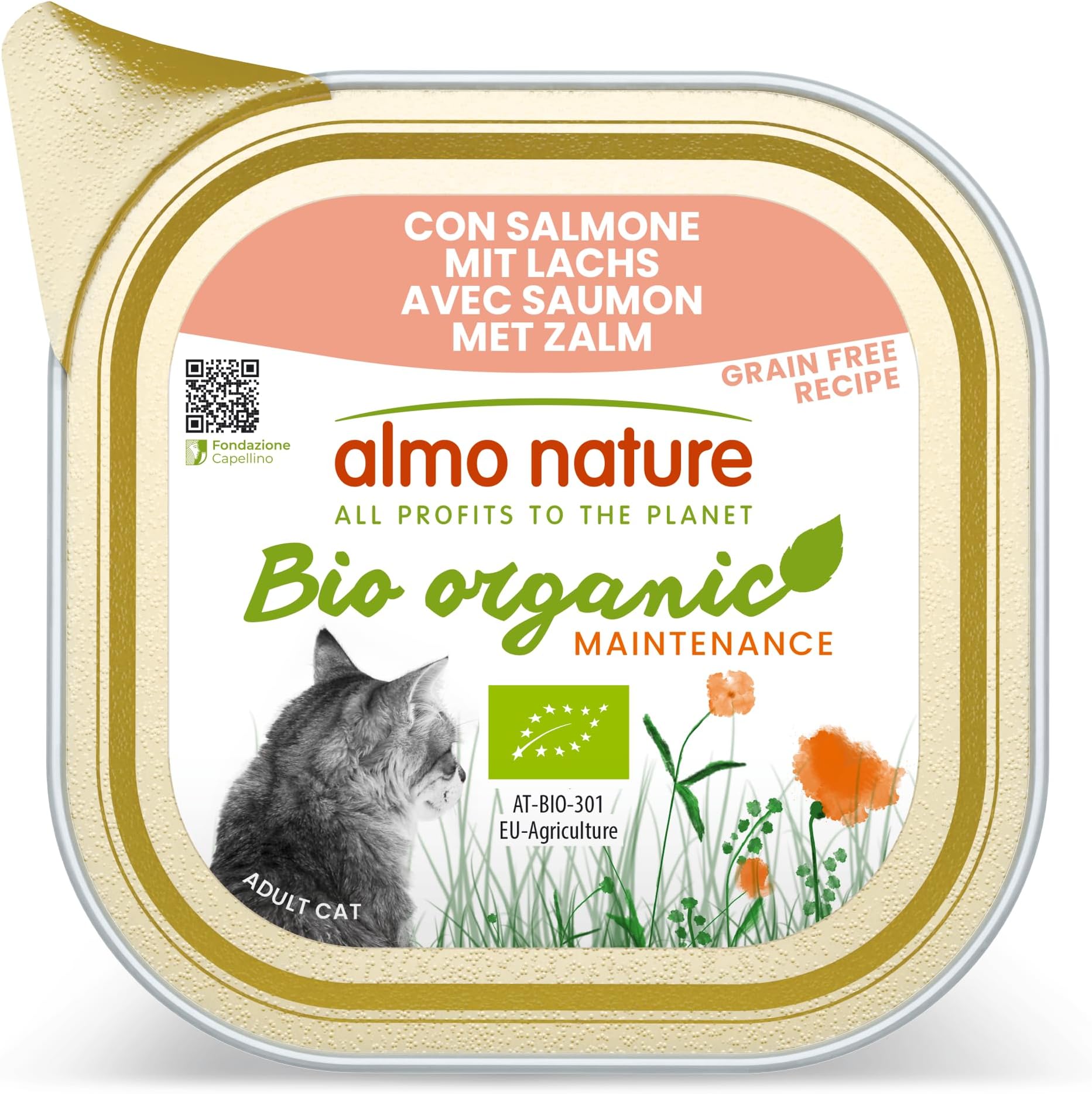 Almo Nature Biorganic Wet Food for Adult Cats with Salmon (Pack of 19 x 85g)