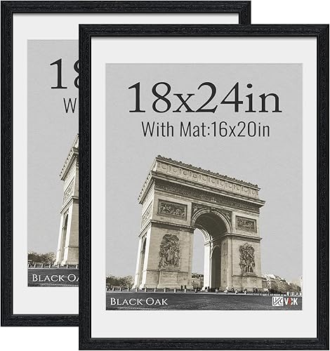 Miniatura 8 de VCK Portarretratos de 5 x 7, 2 unidades, grano de madera natural, roble negro y vidrio HD, para fotos de 4 x 6 con paspartú o 5 x 7 sin paspartú,