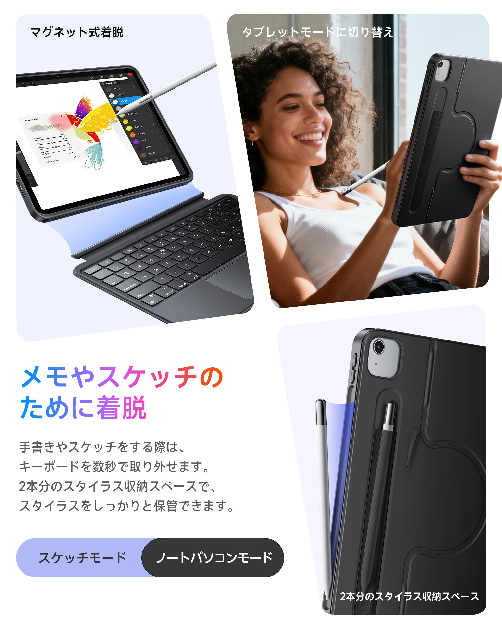 Amazon.co.jp: HOU iPad キーボード付きケース for iPad Air 13インチ