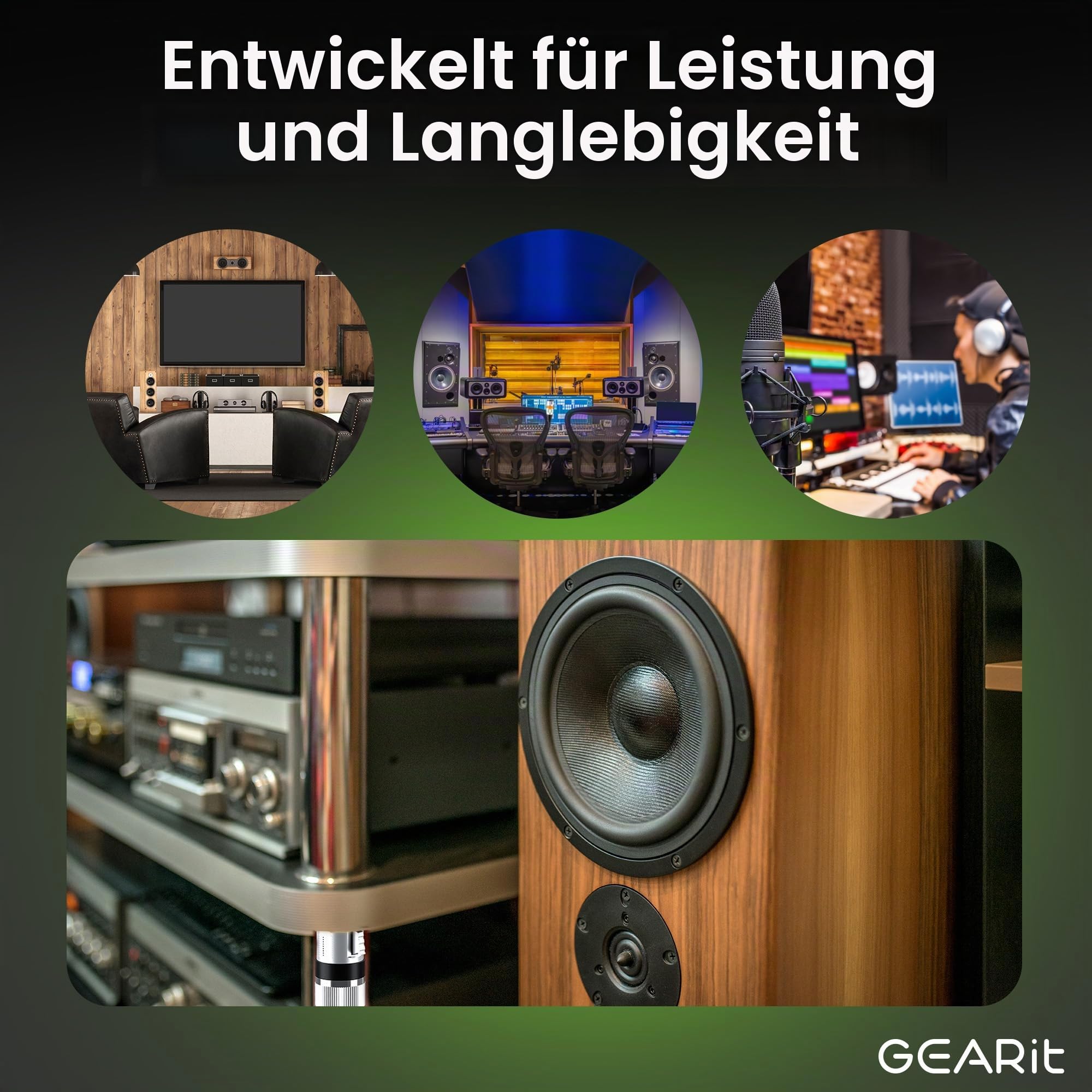 GEARit OFC Lautsprecher kabel 2 x 2,50 mm² 2 Meter Audio Kabel 14 AWG CL2 Speaker Cable HiFi Boxkabel 2 Adriges Kabel mit Vergoldeten Bananensteckern 2-Pack