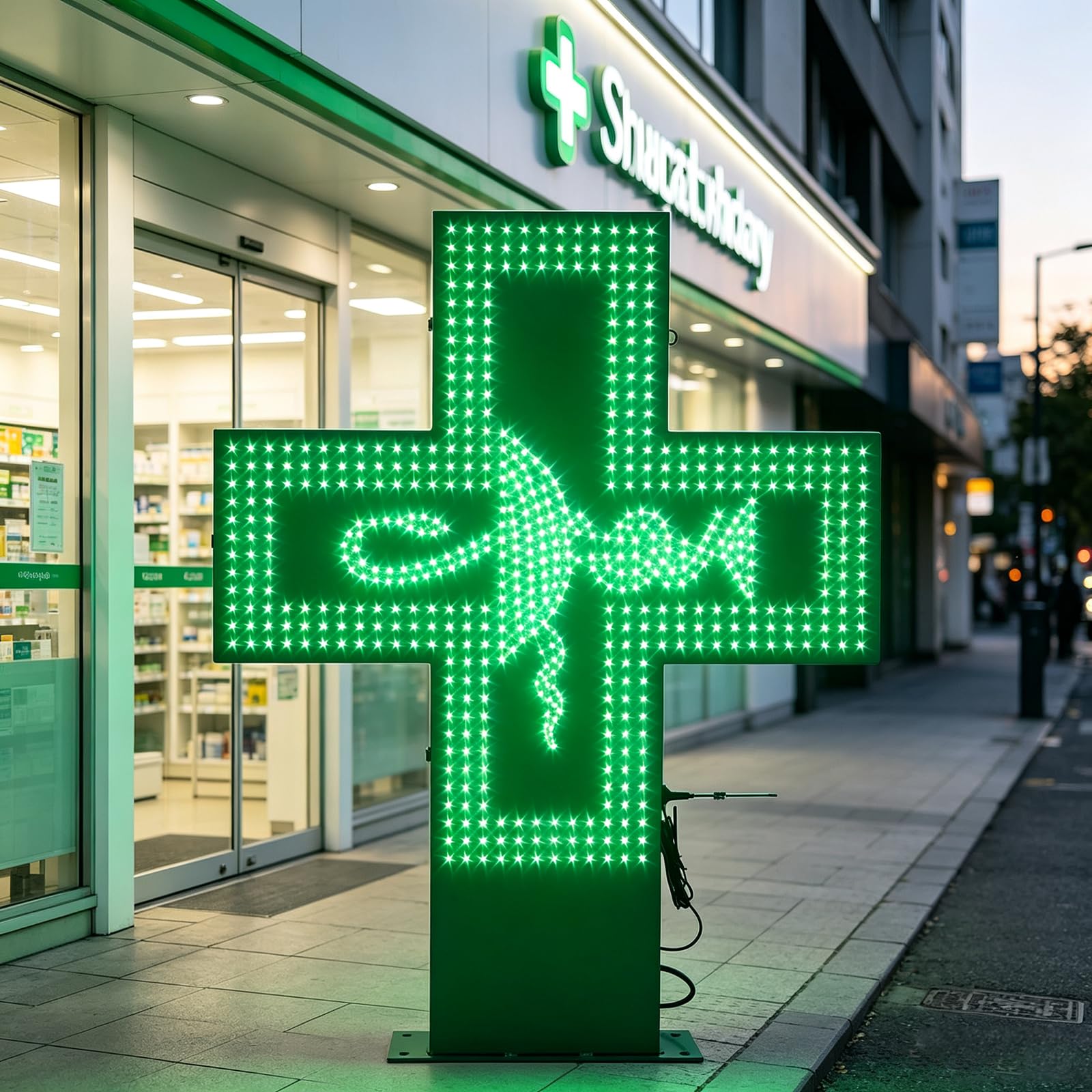 Cartellonistica Medica A LED, 4 modalità di Illuminazione, 8 Livelli di Luminosità, Materiale Impermeabile, Insegna al Neon A LED A Croce per Farmacia con Telecomando, Forte Effetto Visivo