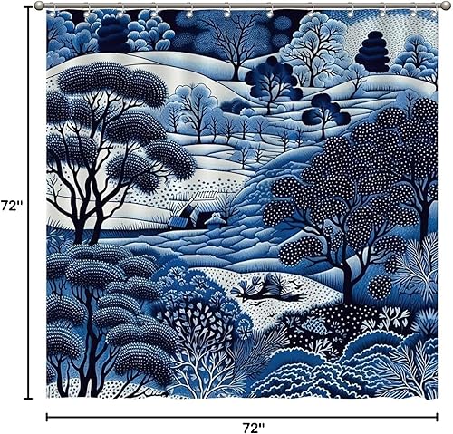 Miniatura 990 de Cortinas de ducha de baño con ganchos, 72 x 92 pulgadas, cortina de ducha de tela impermeable con diseño de flores y pájaros, cortina de ducha