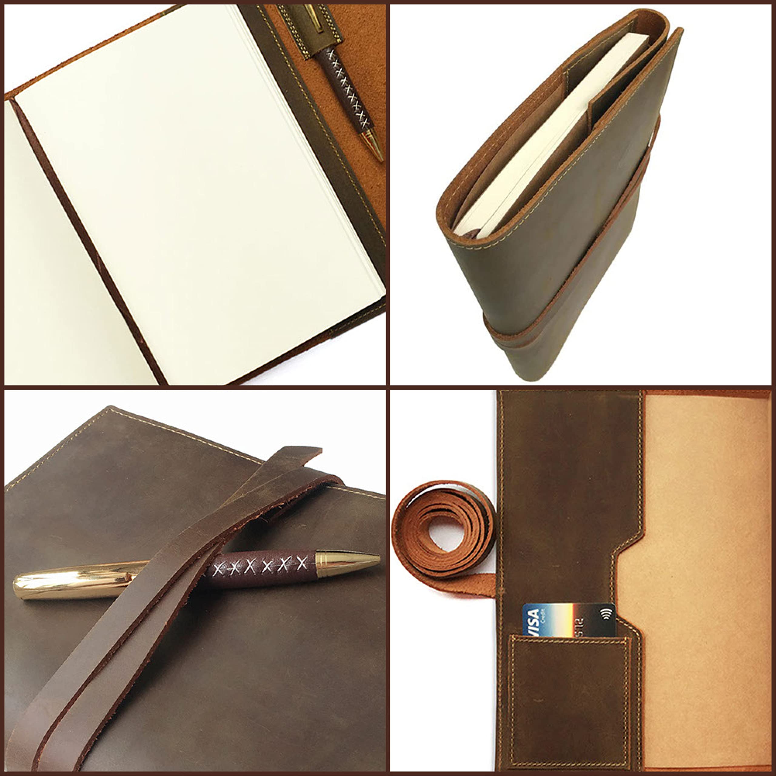 Quaderno Appunti in Pelle Ricaricabile con Elegante Penna in Set Regalo – Diario Taccuino in Pelle 23x16.5cm Quaderno A5 Vintage in Pelle per Uomo e Donna – Taccuino Pelle per Disegni e Scrittura