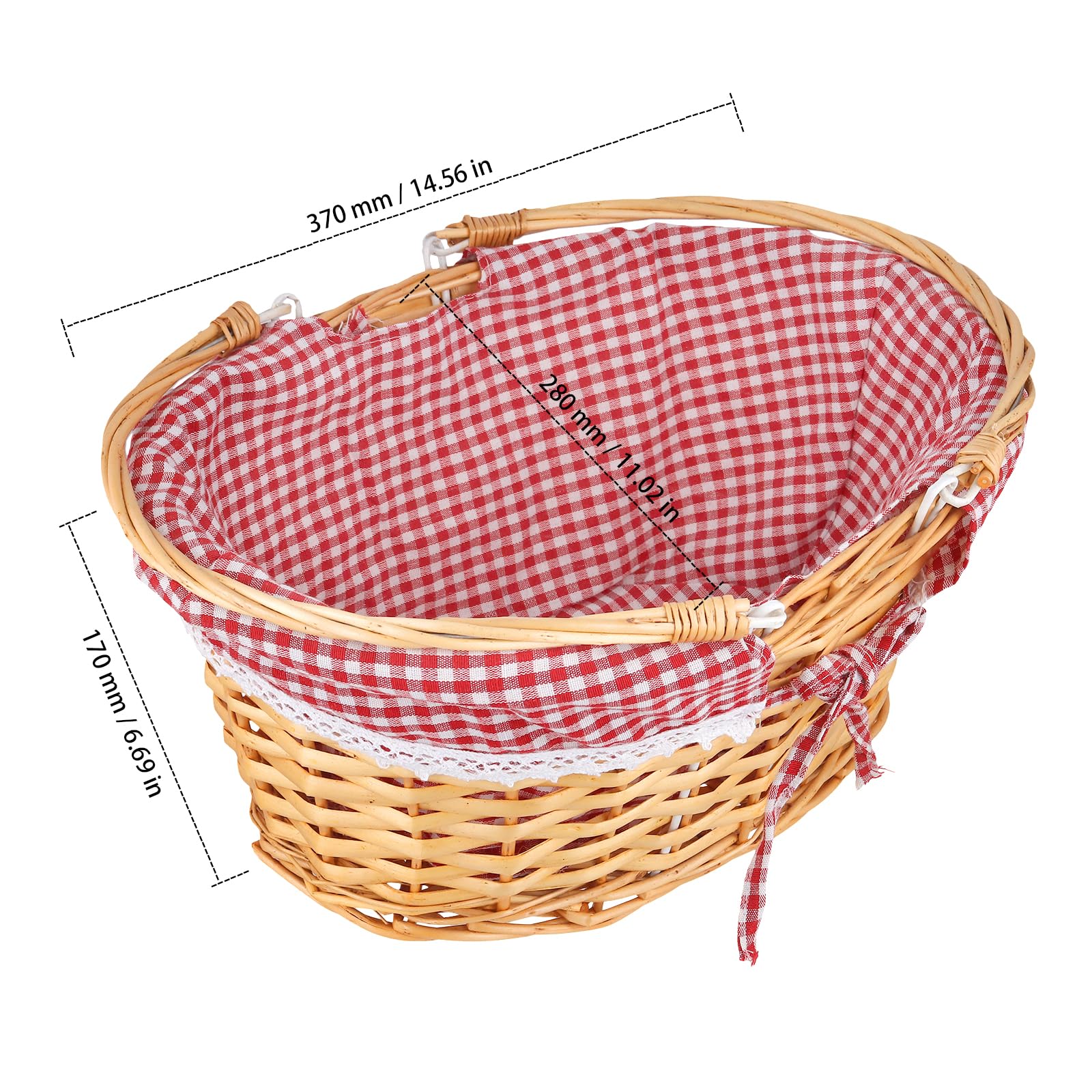 37 x 28 x 17 cm - Fabriqué à la main - En osier - Avec anse - Panier de pique-nique avec doublure - Pour pique-nique, camping