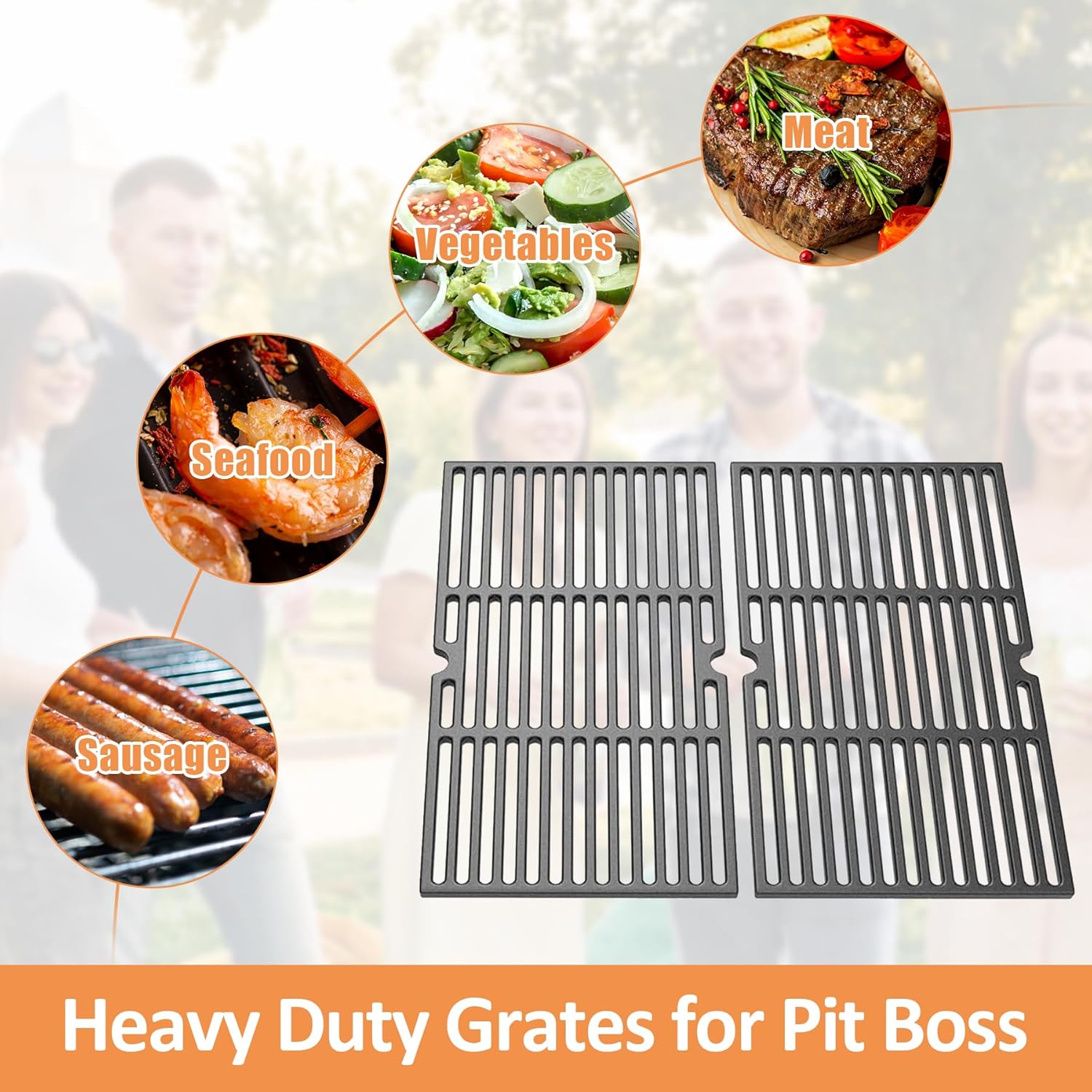 AJinTeby Grill Cooking Grates for Pit Boss Memphis Ultimate 4 In 1 Combo Smoker Grill, Charcoal ComboGrill with Smoker, Cast Iron Grate, 2 Pack