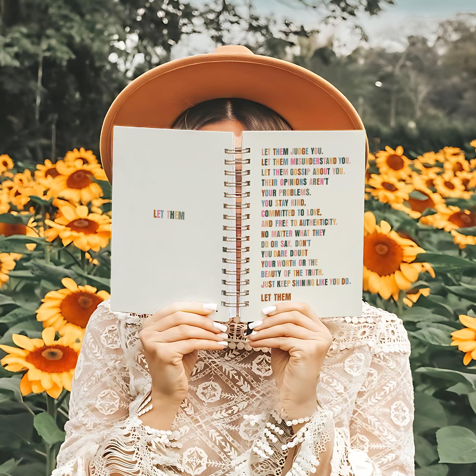 Inspirujący notatnik boho, motywacyjny notatnik do robienia notatek, motywacyjne pamiętniki do pisania, artykuły biurowe w stylu boho, spiralny dziennik w twardej okładce, 14 x 21 cm