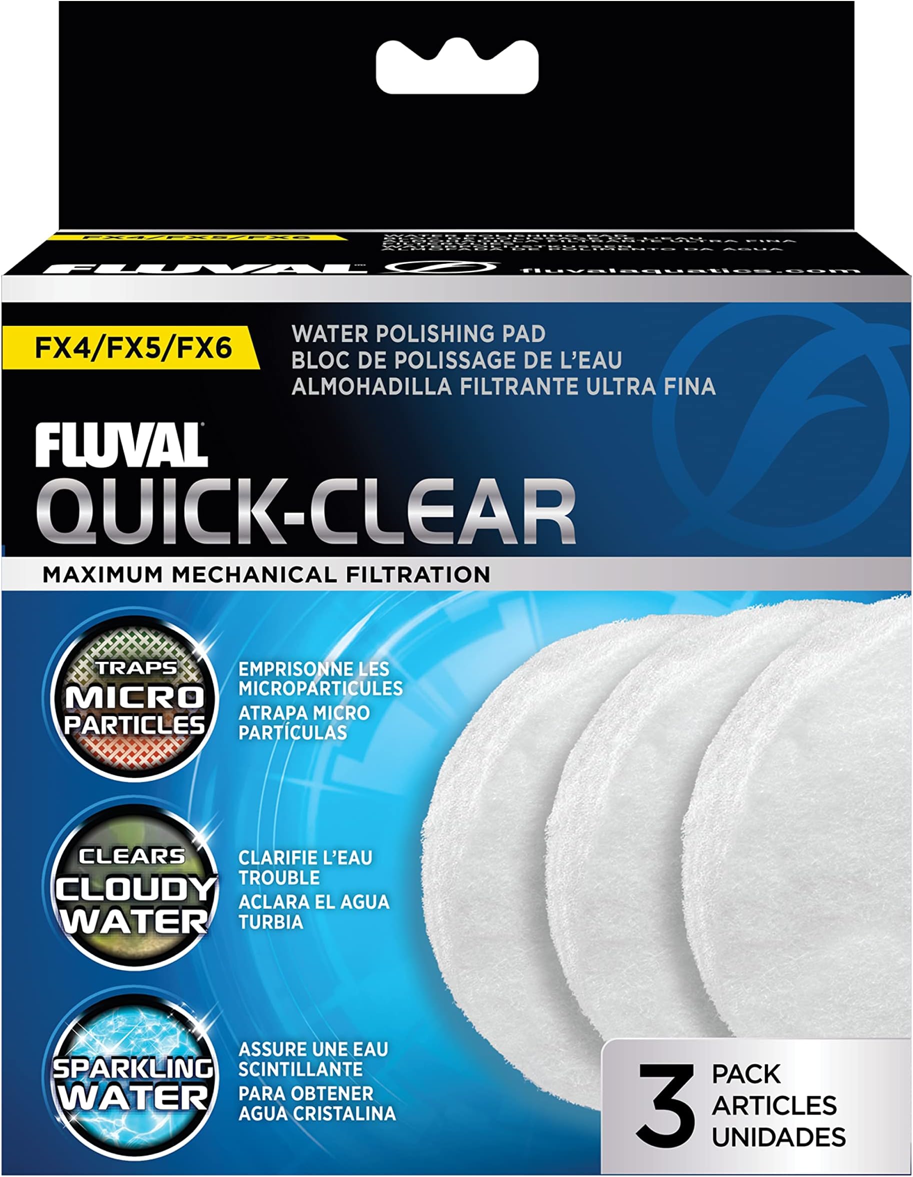 Fluval Quick Clear FX4/FX5/FX6 Fine Filter Water Polishing Pad - 3 - Pack
