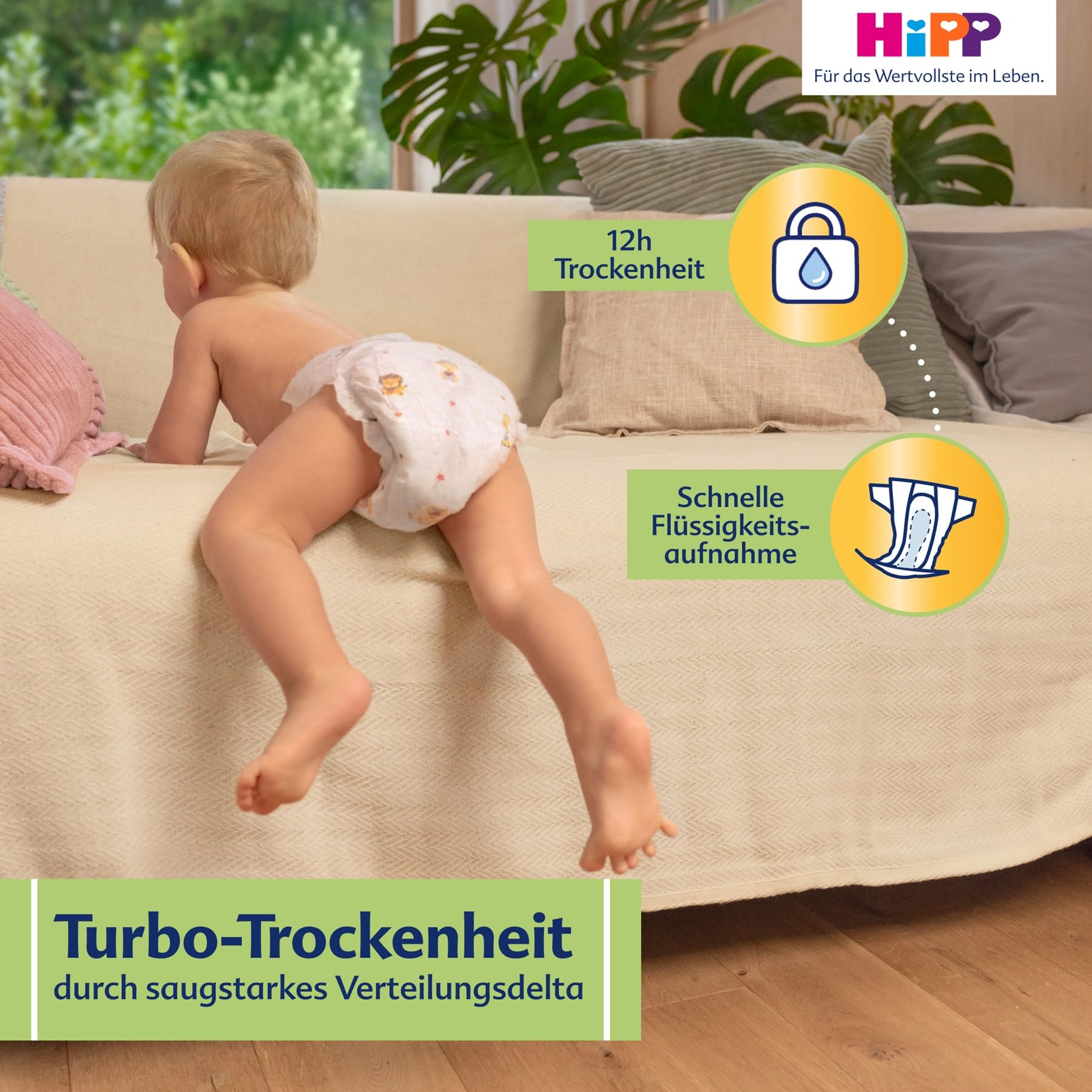 HiPP Bardzo miękkie pieluchy premium rozmiar 5 (Junior, 11-16 kg), 88 sztuk (2 opakowania po 44), z potrójną ochroną przed wyciekiem i podwójną ochroną skóry