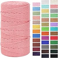 Vista 9 de Cordón de macramé de 1/8 pulgadas x 328 yardas Cuerda de macramé 100% algodón natural Cordón de algodón torcido de 4 hebras para manualidades