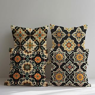 Cojines Exterior Impermeable Verano Funda Cojin 100x100 cm Marrón de Lino Funda Almohada Bohemia Cojines para Sofa Oculta Cremallera Fundas para Sofá Silla Dormitorio Decoración Sof Juego de 4 qq134