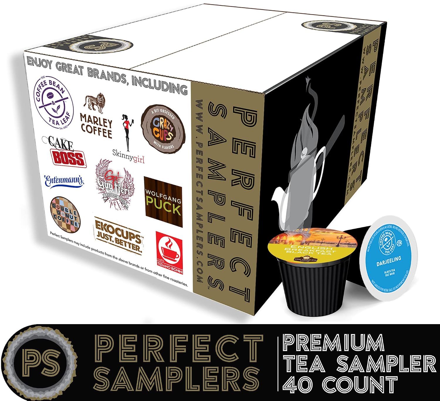 Tea Pods Variety Pack, Assorted Green Tea, Black Tea, White Tea, & Herbal Tea , Single Serve Tea Pods for Keurig K Cups Machines, 40 Count