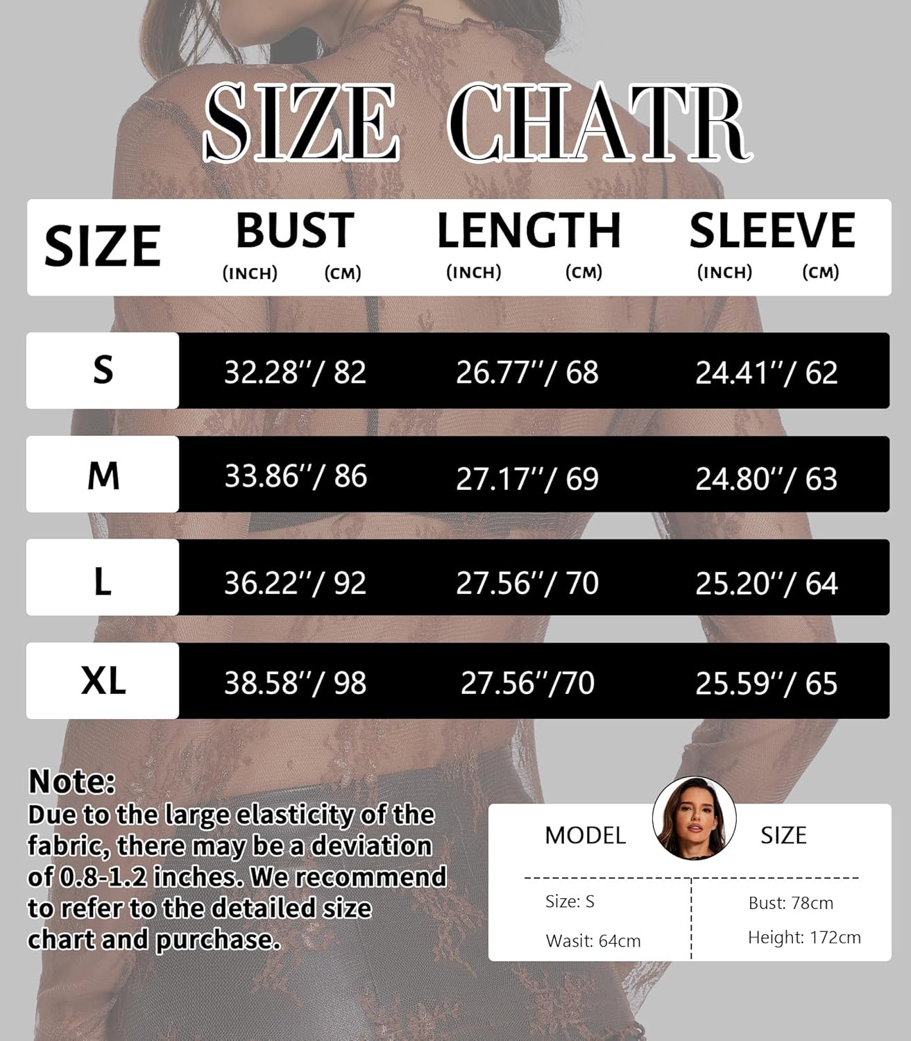 Womens Lace Long Sleeve Mesh Top Mock Neck Sheer Blouse See Through Floral Layering Shirt - Image 6