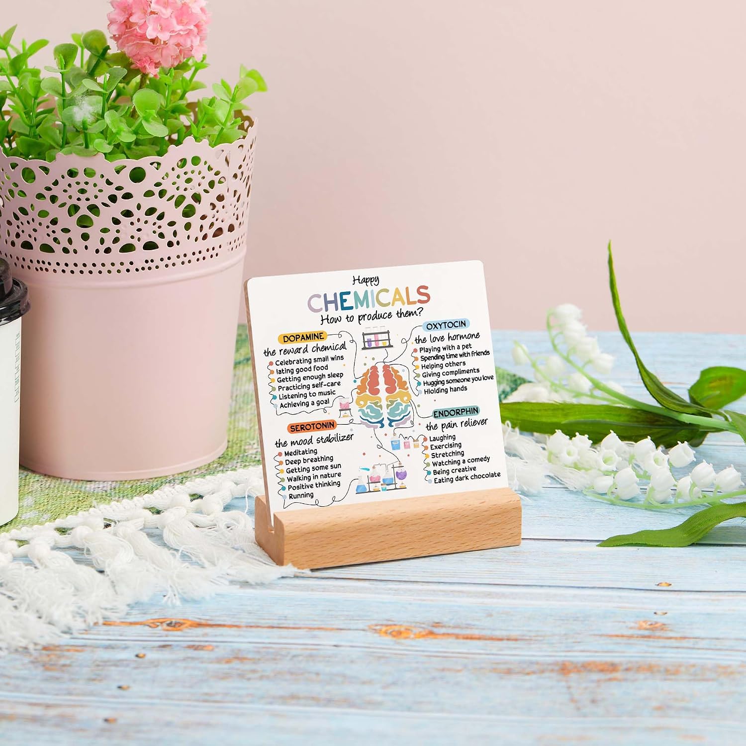 Mental Health Gifts, School Counselor Gifts, Counseling Office Must Haves Decor, Mental Health Office Decor for Desk, Gentle Calming Wood Sign With Wooden Stand, Positive Gifts for Teens Kids image 5