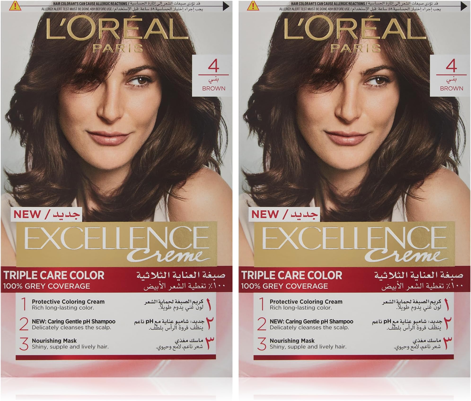 L’Oréal Paris L'Oreal Excellence Crème Permanent Hair Color, 4.0 Brown, Pack of 2