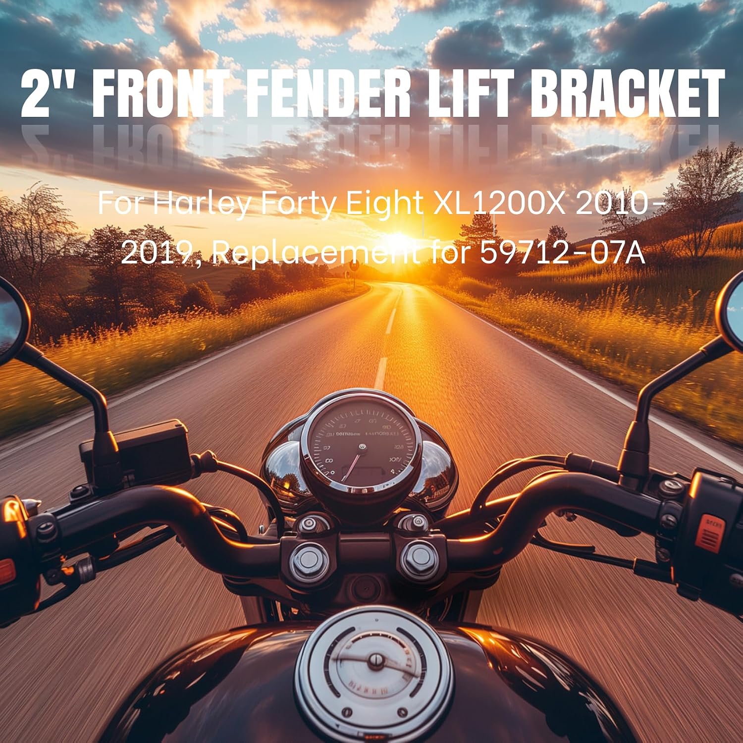 2" Front Fender Lift Bracket Adjustable Front Fender Lift for 16"-20" Wheel Compatible with Harley Sportster Iron 883 1200 Forty Eight XL1200X Seventy Two 2003-2020, Replacement for 59712-07A