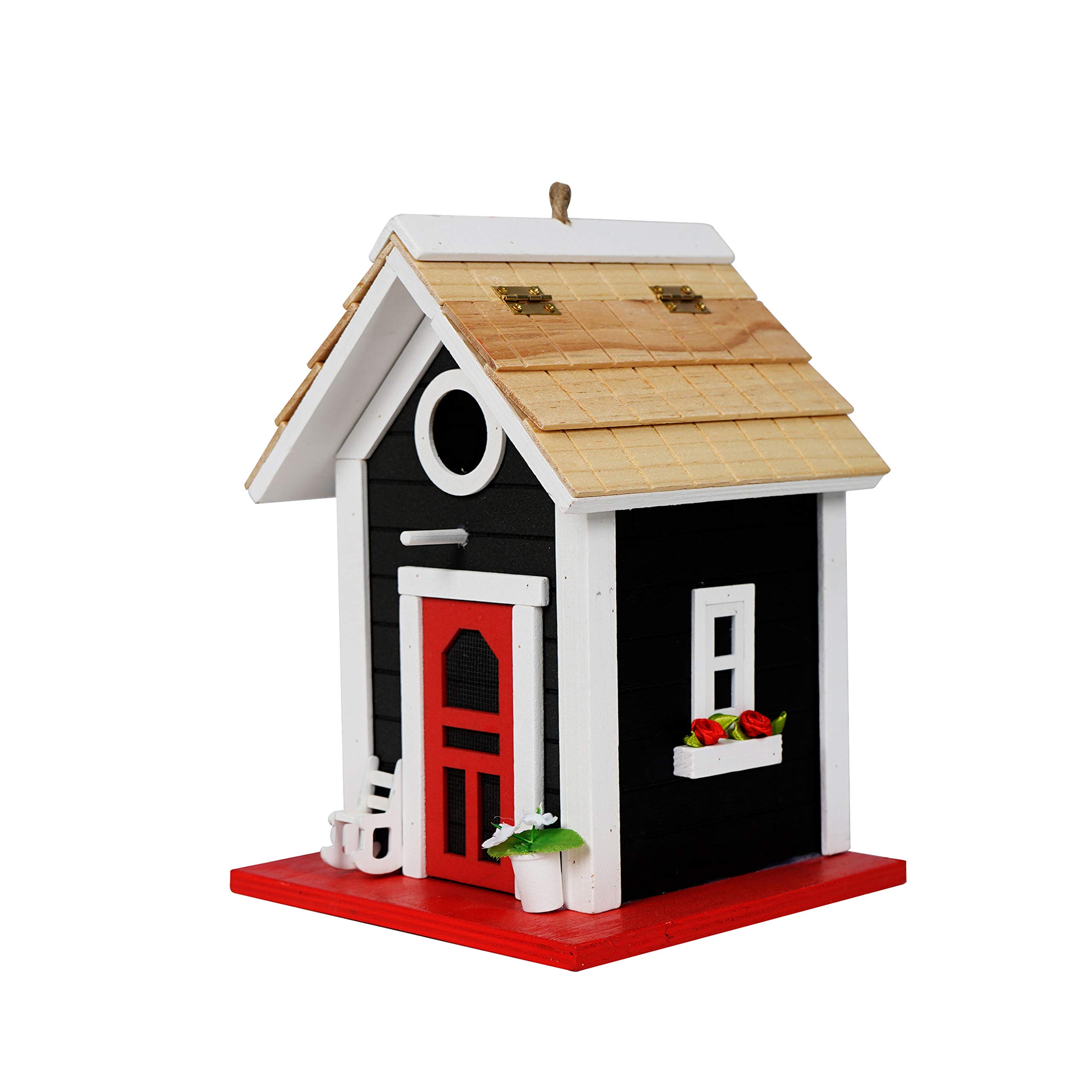Hanging Bird House Garden Country Cottages Bird Houses for Outdoor Condo Wooden Black