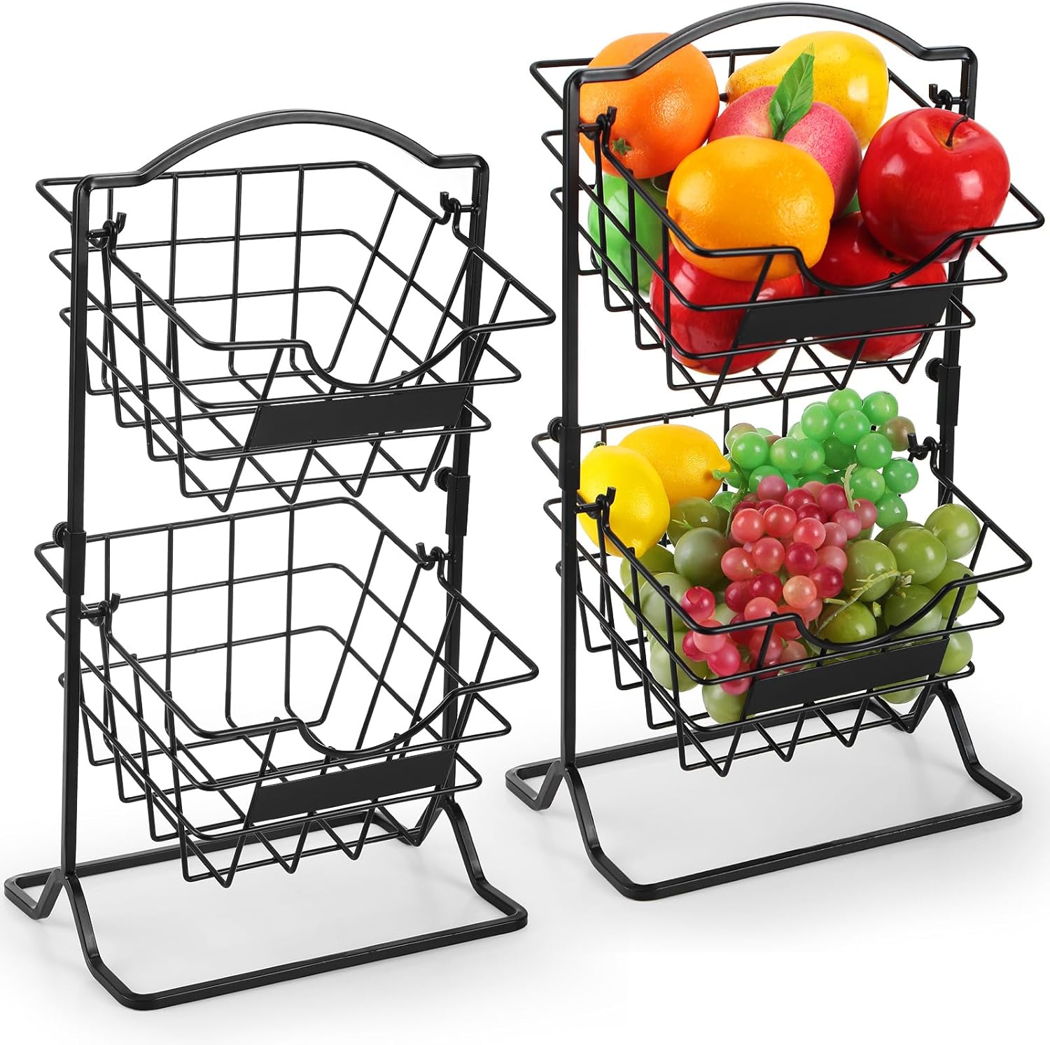 Uiifan 2 Sets 2 Tier Metal Mini Countertop Fruit Storage