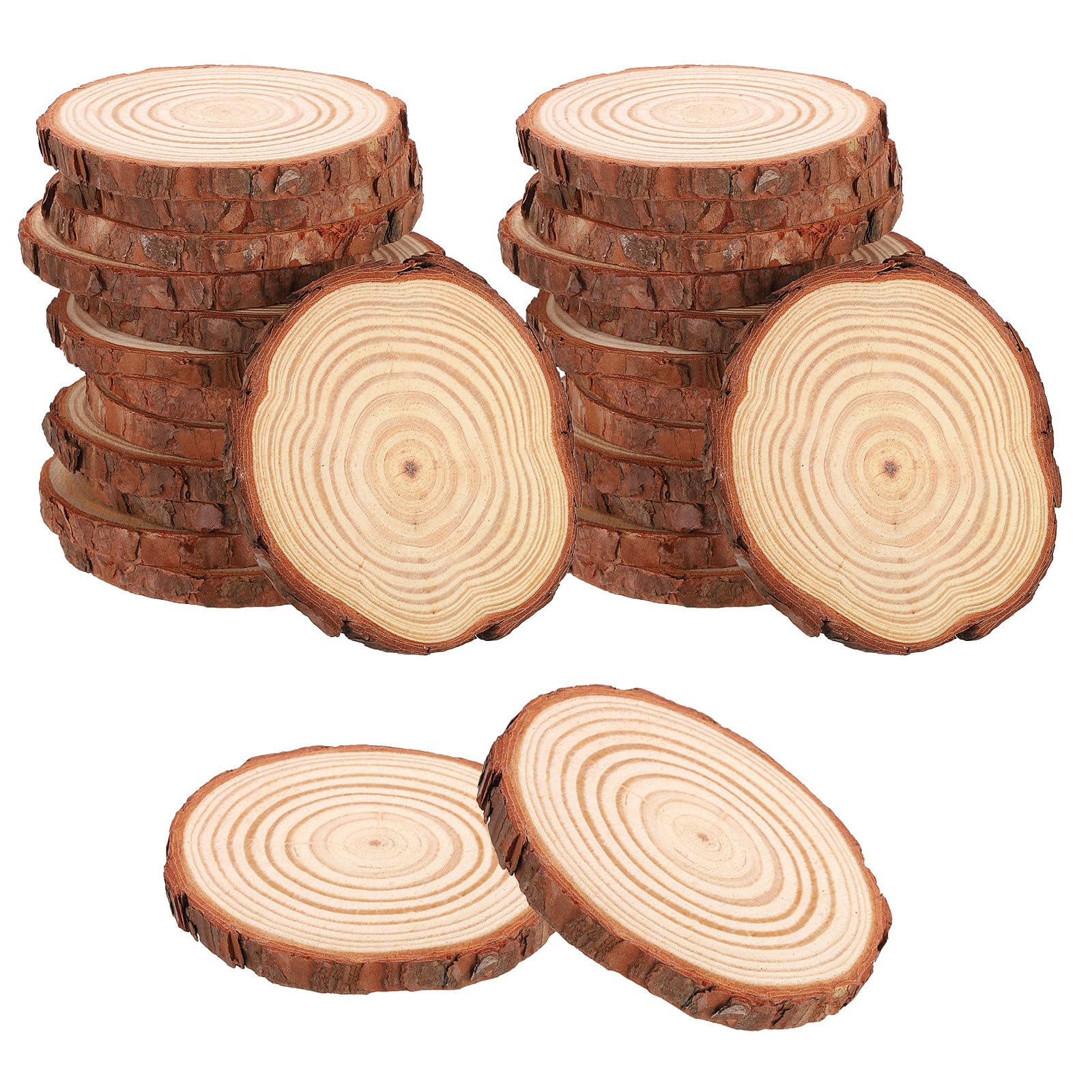 QUARKZMAN Rodajas de Madera con Corteza 3.5-3.9 Pulgadas 30 Piezas