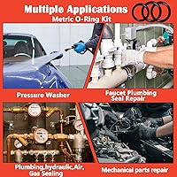 Vista 3 de Kit de 419 juntas tóricas métricas universales, 32 tamaños, goma Buna-N 70A, para grifos, automóviles lavadoras a presión reparación de sellado