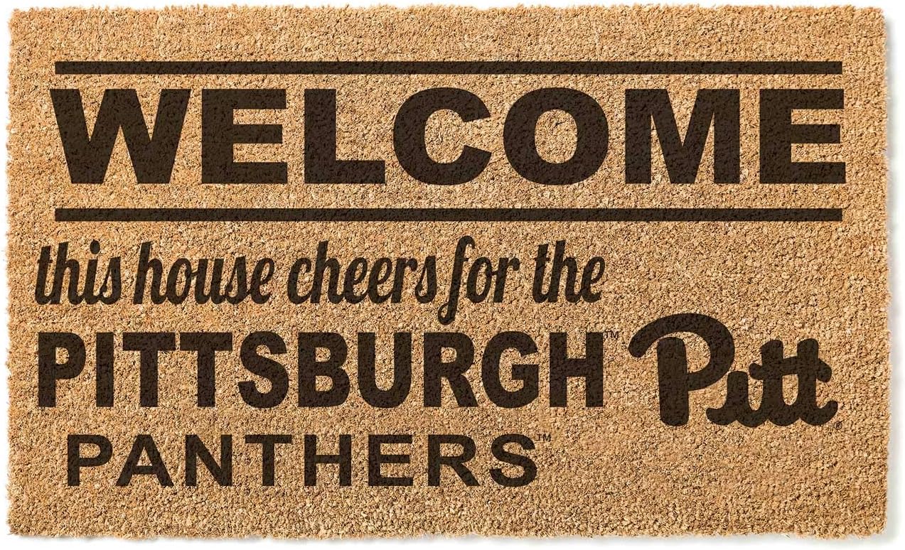 KH Sports Fan Pitt Panthers Welcome Coir Doormat, 18x30 Inches, Panthers Outdoor Rug; Display Your Team Spirit with This Unique Pittsburgh Panthers Doormat