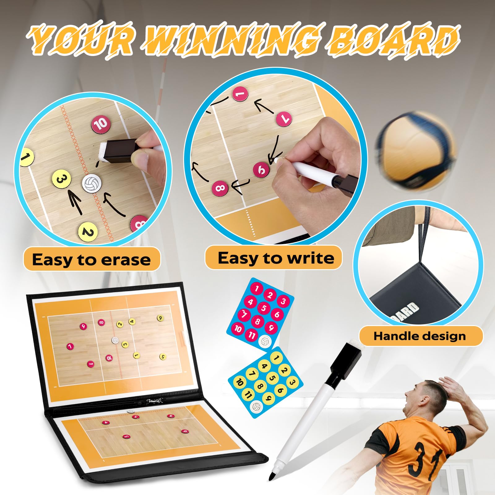 RoseFlower Pizarra Voleibol Magnetica Tactica con Imanes para Entrenadores