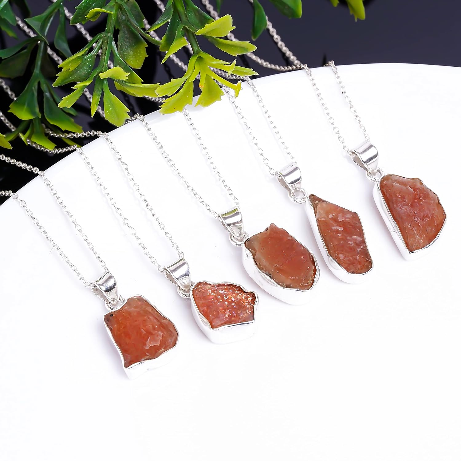 Natural Real Raw Sunstone Crystals Bezel Pendant Necklace, Birthstone, Healing Rough Gemstone, 925 Sterling Silver Jewelry 18 inch - Image 4