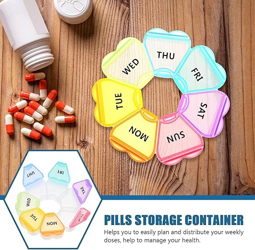 Miniatura 6 de NOLITOY Caja 7 Day Holder Pastilleros para Medicamentos Medicamentos Soporte de Vitaminas Recipientes Pequeños con Tapas Contenedor con Tapa