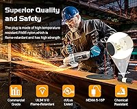 Vista 2 de Cable de extensión NEMA 5-15P con certificación UL para reparación de extremos de repuesto macho de 15 amperios, 110, 120, 125 voltios, 3 puntas, 2