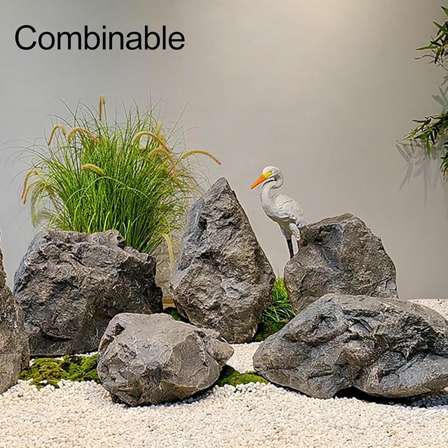 Fake Rocks, Lightweight Landscape Faux Rocks, Artificial Plants Decorative, PU Foam Artificial Landscape Boulder, for Aquarium Décor, Garden Photography