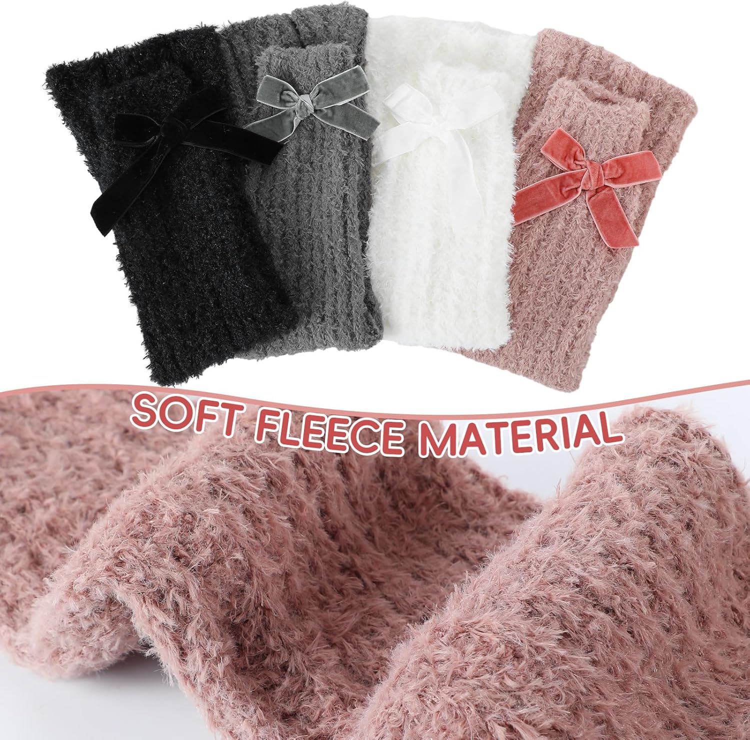 Geyoga 4 Pairs Fuzzy Leg Warmers Y2k Kawaii Winter Leg Warmers Ruffle Calf Sleeves Fuzzy Boot Socks for Women Girls - Image 2