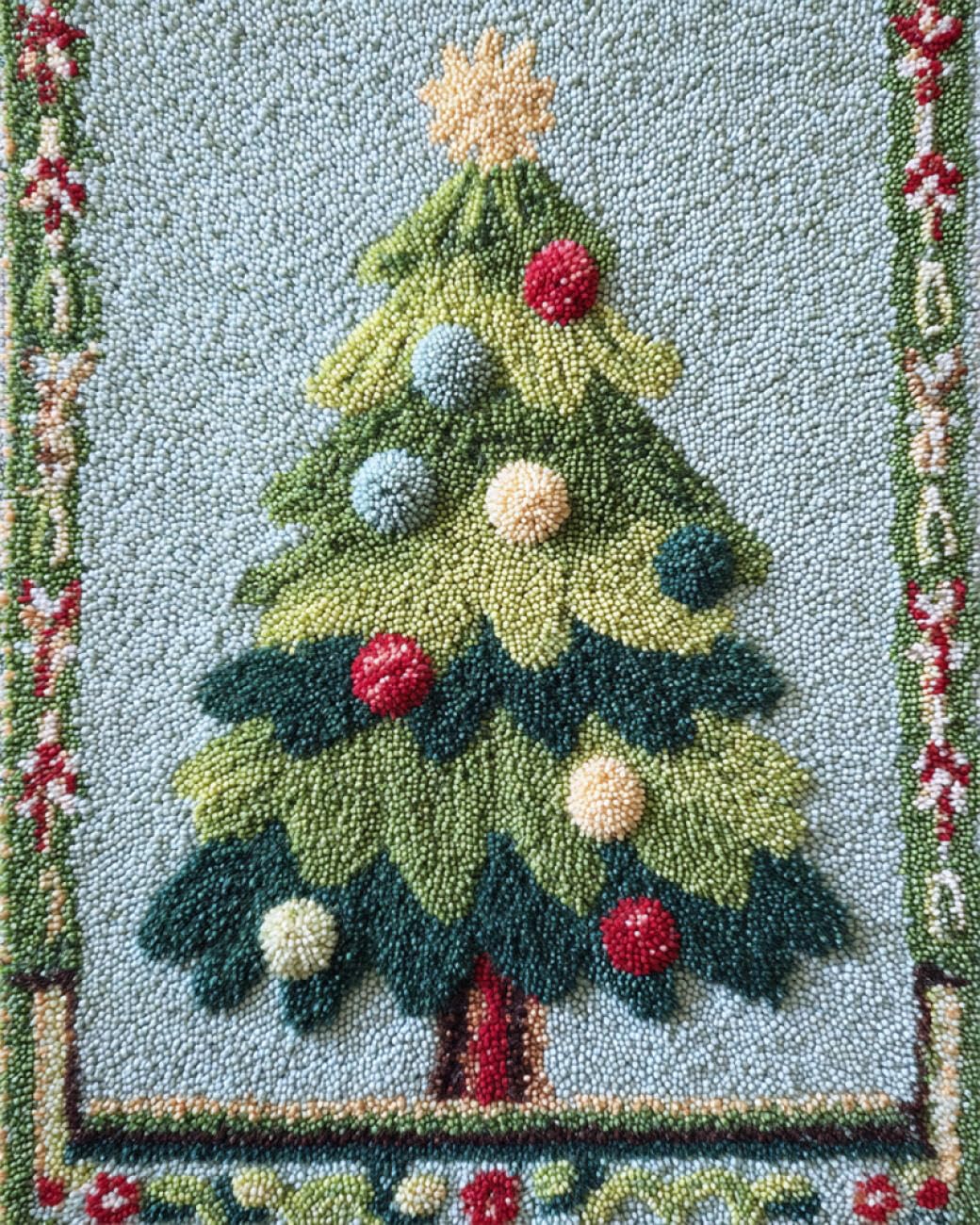 AxiangziK DIY Rug Making Kit Cartoon Christmas Tree DIY Latch Hook Rug Making Kits for Beginners Unfinished Crocheting Tapestry Embroidery Carpet 35x46in