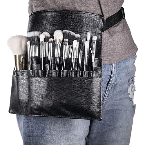 DFIEER 22 Pockets Professional Cosmetic Makeup Brush Bag with Artist Belt Strap for Women (Brush Not Included)