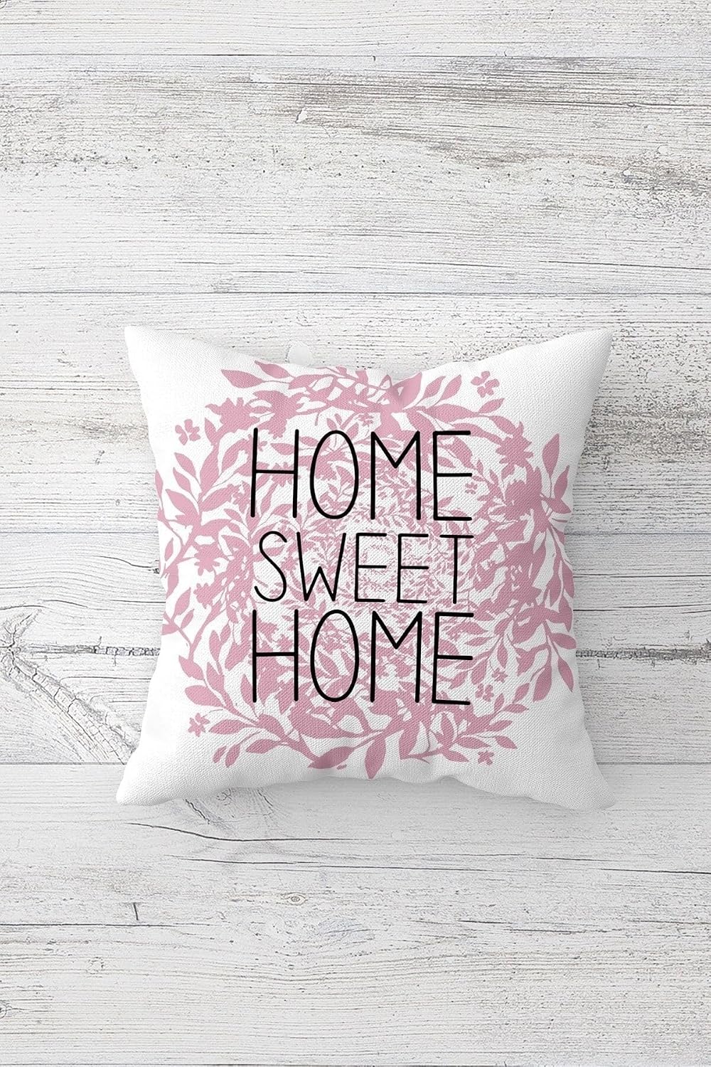 Pelangi Pembe Home Sweet Home Çift Tarafı Baskılı Gizli Fermuarlı Yastık Kılıfı Kırlent Koltuk Yastık Kılıfı, beyaz-pembe 45 x 45