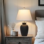 Cinkeda 22" Lampe de table de ferme en céramique noire avec Ginger Jar Design - pour le salon,Salle à manger,Chambre,Bureau,Nightstand,Table de fin