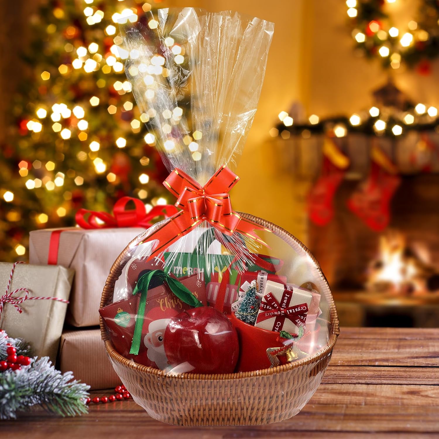 Yeumk Shrink Wrap Bags for Christmas Gift Baskets 16x24 Inches 10 Pack Clear Cellophane PVC Heat Shrink Bags for Gift Wrapping Halloween Easter Valentine's Day Mother's Day - Image 7