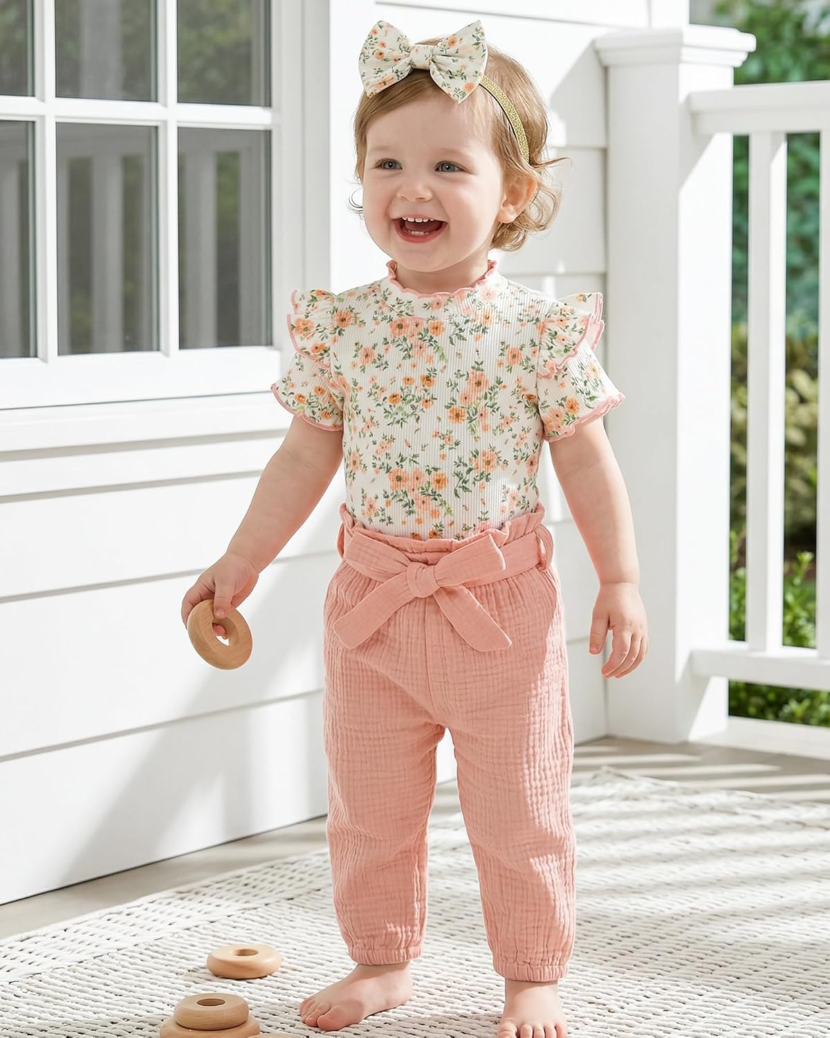 SUNNY PIGGY Newborn Baby Girl Clothes 4Pcs Cute Infant Fall Winter Outfits image 3
