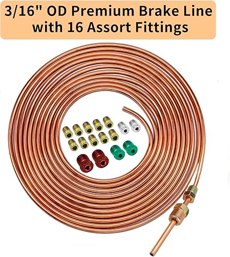 Miniatura 2 de Línea de freno 316  Kit de tubos de freno 316 de 25 pies, revestimiento de cobre, tubo flexible para frenos hidráulicos, sistema de transmisión de