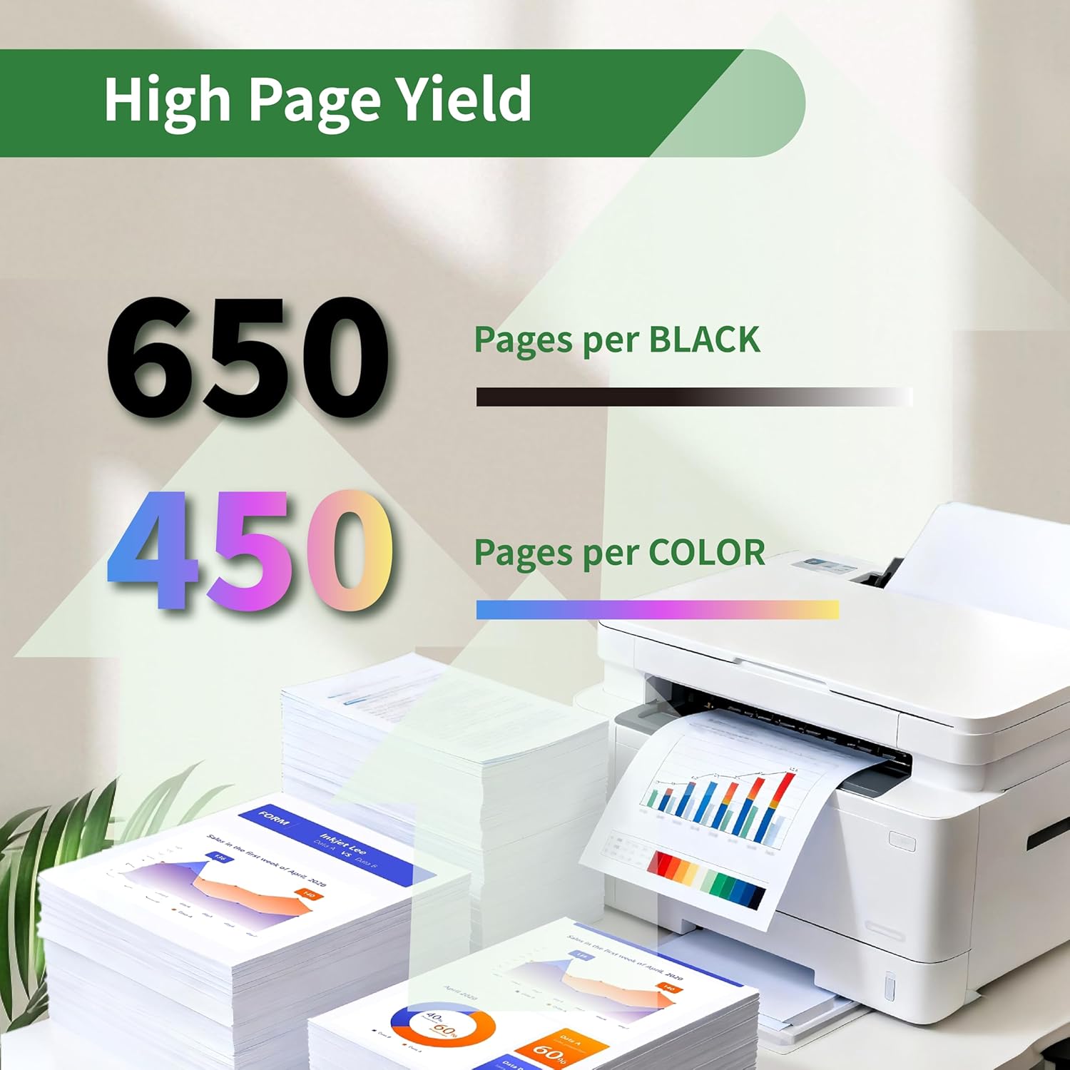 61XL Ink Cartridges Replacement for HP 61 XL Remanufactured Ink Envy 4500 5530 4501 4502 5535 OfficeJet 4630 4635 2620 DeskJet 1000 1010 2540 2541 3050, 1 Black, 1 Tri-Color, 2-Pack