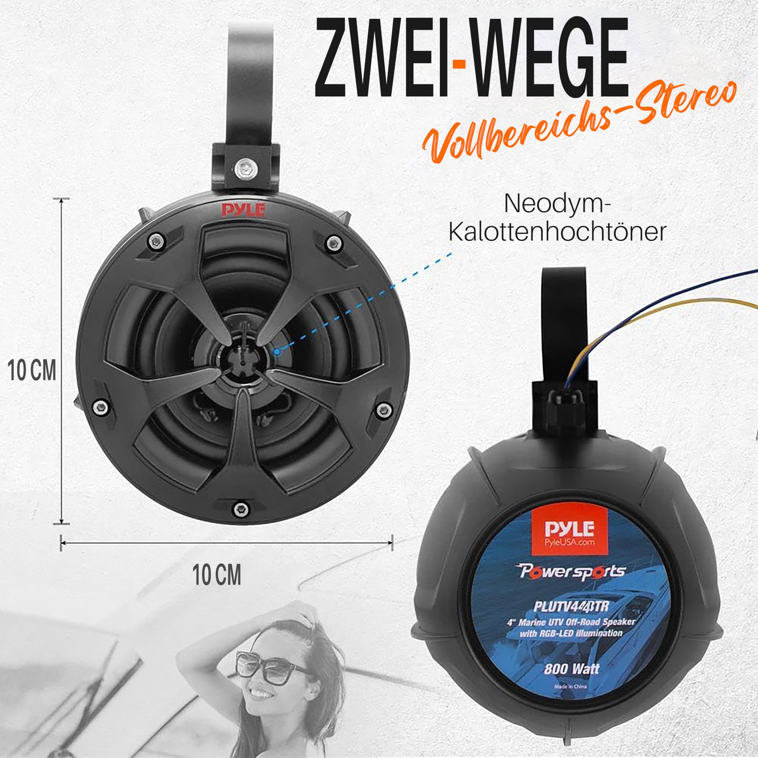Pyle Outdoor Box Wasserdicht – Outdoor Speaker – Aussenlautsprecher Wasserfest 800W als Lautsprecher Auto, Boot, Jeep oder Quad. 2 Wege Lautsprecher Box leicht Montierbar, Lautsprecher Schwarz