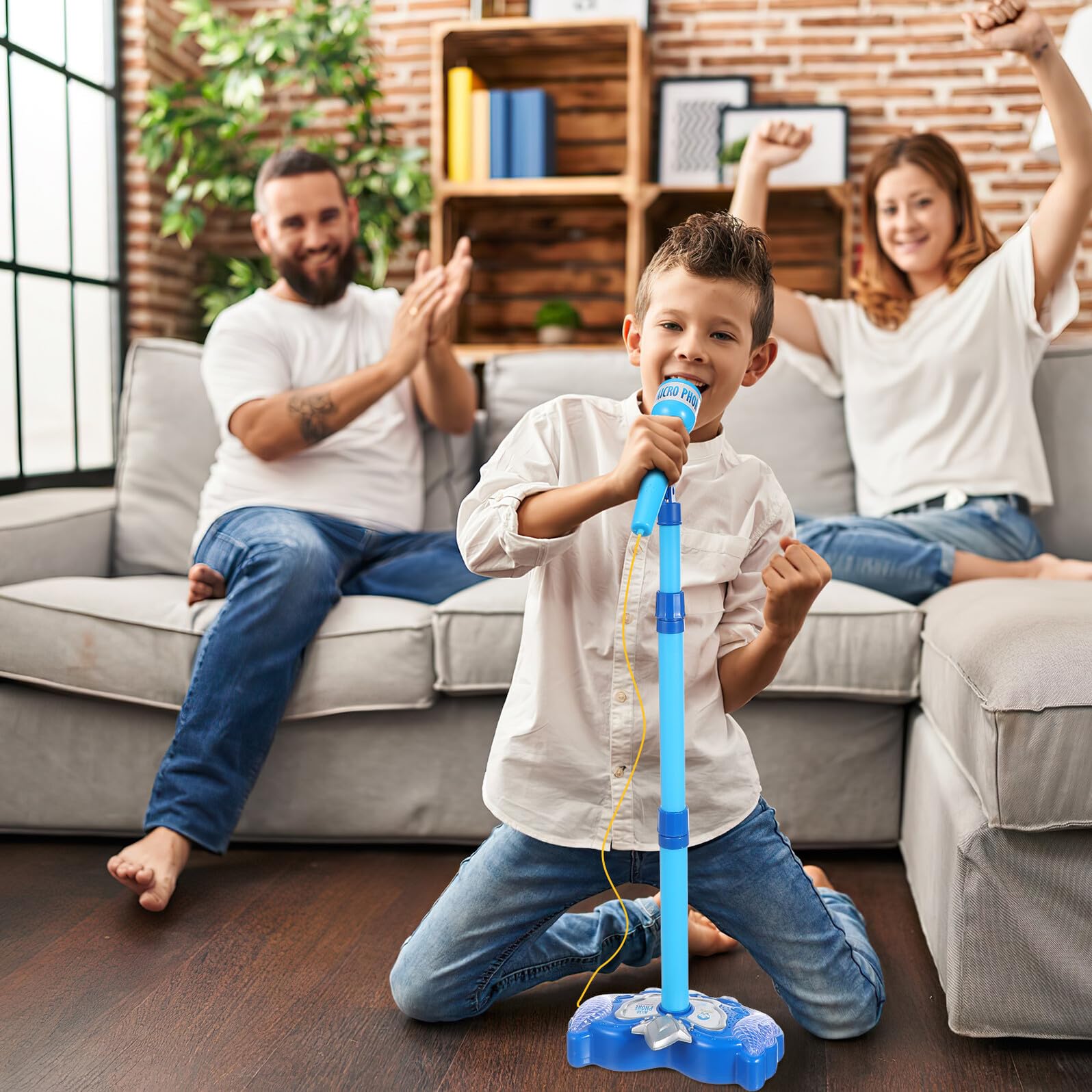 Gatuida Microfono per Bambini Giocattolo Karaoke Educativo Precoce in Plastica Componenti Elettronici, Promuove Creatività per Ragazzo e Ragazza