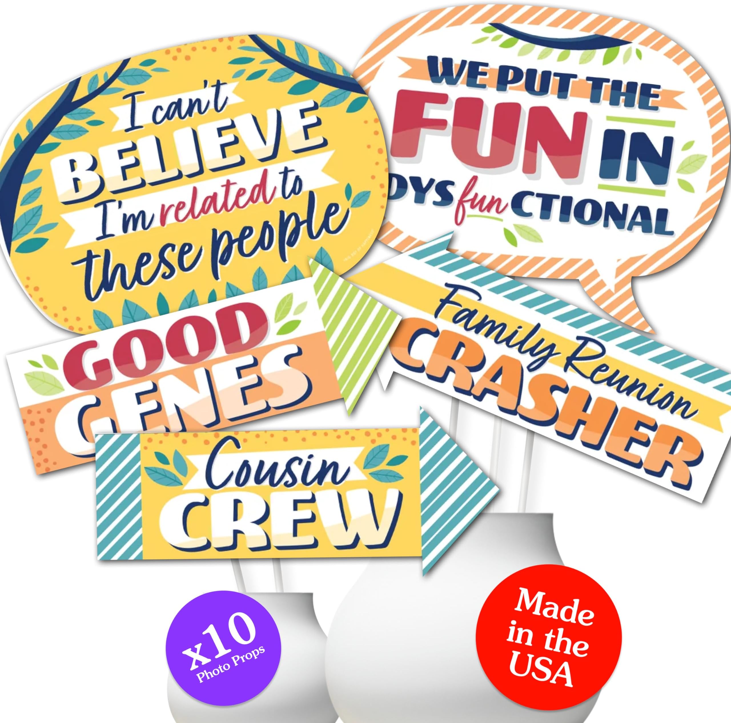 Big Dot of Happiness Family Reunion Photo Booth Props Kit - 10-Piece Party Decoration Set with Speech Bubbles and Arrows - DIY Assembly, Premium Cardstock Photo Props, Perfect for Family Gatherings