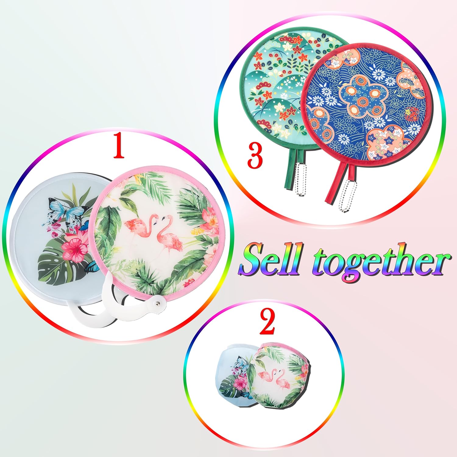 Round Foldable Hand Fan Japanese Folding Fan Round For Women Daily Use Festival Wedding Party Favors Outdoor Games Party Favors Decorations Portable group 2
